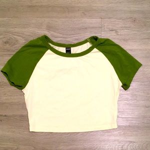 Green and white crop top